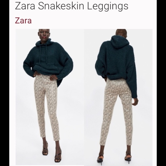 Zara basic faux suede snakeskin print pants - Picture 1 of 5